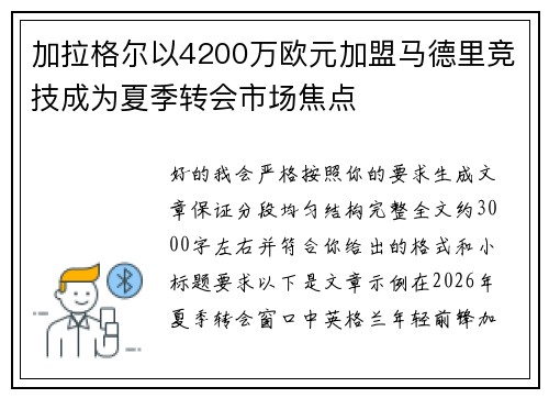 加拉格尔以4200万欧元加盟马德里竞技成为夏季转会市场焦点